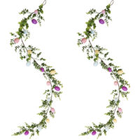 2 Piezas de Guirnalda de Huevos de Pascua 170 cm Artificial – Decoración de primavera para Pascua, chimenea, puerta, cocina y fiestas