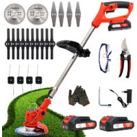 Tosaerba a batteria, Dotato di due batterie da 21 V, 4 lame, tosaerba triplo pieghevole, tosaerba da giardino a batteria per prati, arbusti e cespugli.