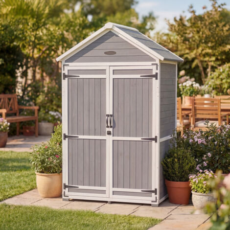 HOMAVO Caseta de Jardín Exterior Madera, Techo A Un Agua Protector UV, 99.3 × 56.5 × 178 cm, Cobertizo Jardín Exterior para Jardín, Terraza
