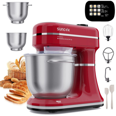 Multifunktions-Knetmaschine,
mit zwei Rührschüsseln aus Edelstahl: 4,5 L und 5,5 L.
Leistungsstarker 1500-W-Motor, Geräuschpegel 59 dB.
Mixer, geeignet für Backwaren und zum Kneten von Teig – ROT