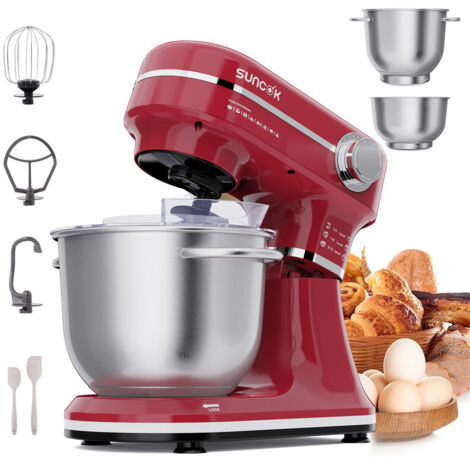 Küchenmaschine und elektrischer Handmixer, leistungsstarker 1500-W-Motor,
mit zwei Rührschüsseln aus Edelstahl (4,5 L und 5,5 L),
multifunktionaler Knethaken, geeignet zum Backen und Kneten von Teig –