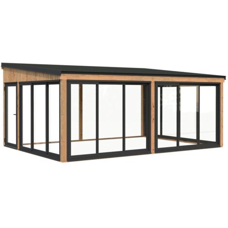 Abri de jardin en bois Lumi 23,3 m2 Slide Plus Traité Marron (1/5)