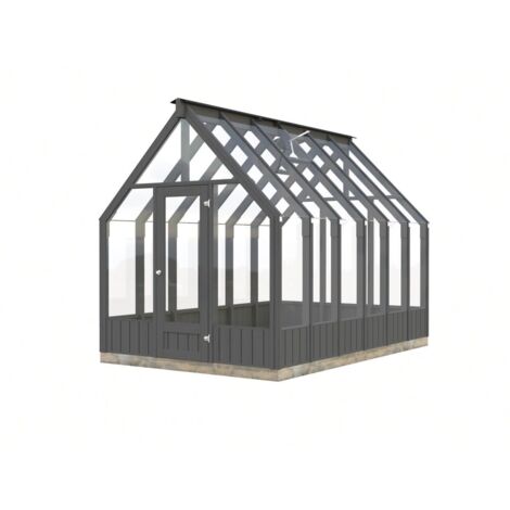 Abri de jardin en bois Emilia 8,2 m2 Peint gris foncé (1/4)