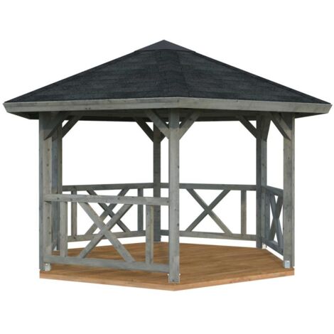 Abri de jardin en bois Betty 9,9 m2 Traité Gris (1/5)