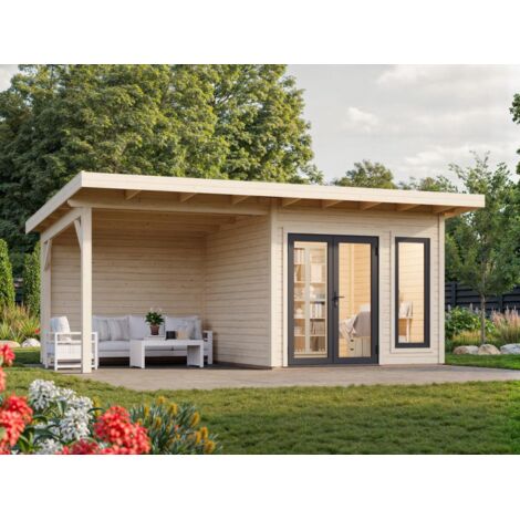 Abri de jardin en bois Aurelia 8,4+7,9 m2 Naturel