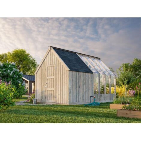 Abri de jardin en bois Emilia 5,4+4,0 m2 Autoclave Gris (1/5)