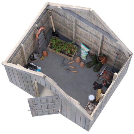 Abri de jardin en bois Emilia shed 4,0 m2 Autoclave Gris (1/4)