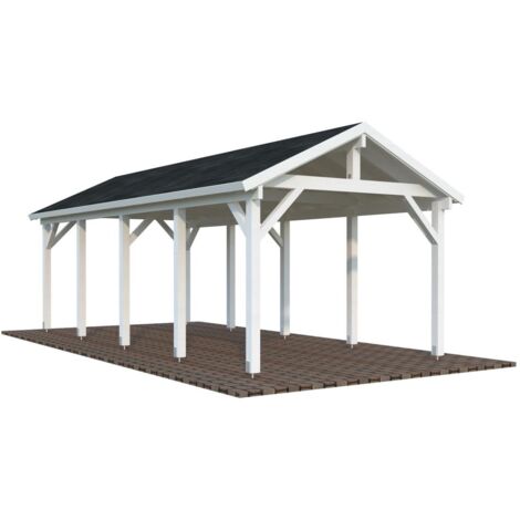Garage en bois Robert 23,1 m2 Peint blanc (1/3)