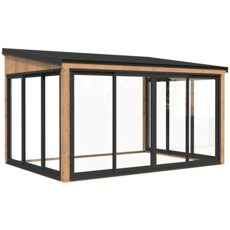 Abri de jardin en bois Lumi 11,6 m2 Slide Traité Marron (1/5)