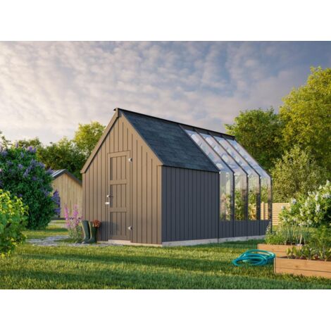 Abri de jardin en bois Emilia 9,4 m² – Structure en épicéa traité autoclave – Parties vitrées pour lumière naturelle – Montage facile – Palmako (1/5)