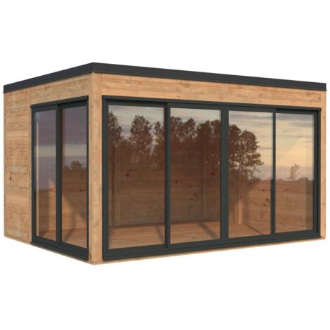 Abri de jardin en bois Serena 12,6 m2 Set 1 Slide Traité Marron (1/5)