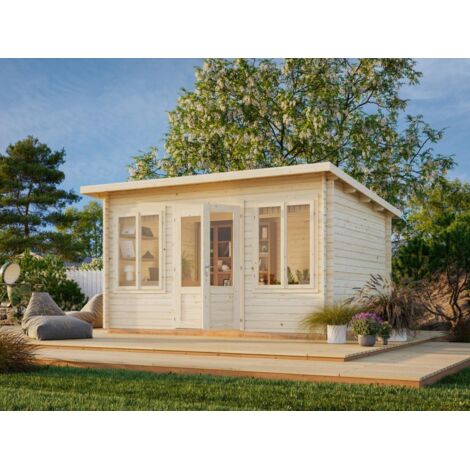 Abri de jardin en bois Lisa 11,5 m2 Traité Translucide (1/5)