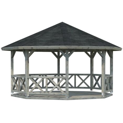 Abri de jardin en bois Betty 18,0 m2 Traité Gris (1/5)