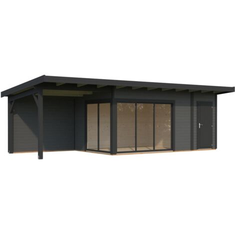 Abri de jardin en bois Andrea 15,2+7,9 m2 Slide Plus Traité Translucide (1/5)