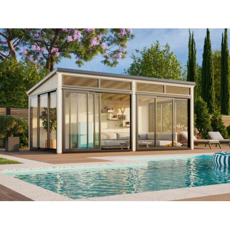 Abri de jardin en bois Saga 16,2 m2 Slide Plus Traité Translucide (1/5)