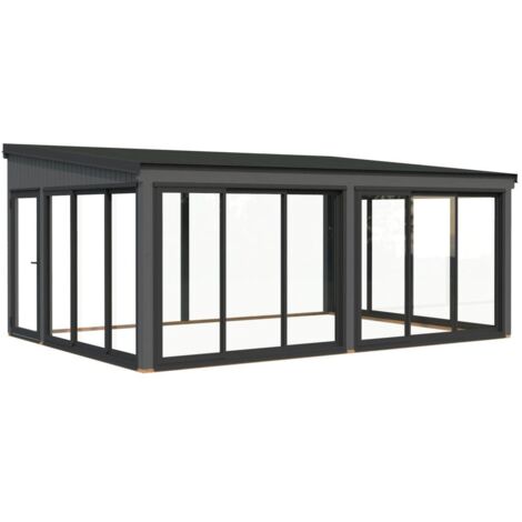Abri de jardin en bois Lumi 23,3 m2 Slide Peint gris foncé (1/5)