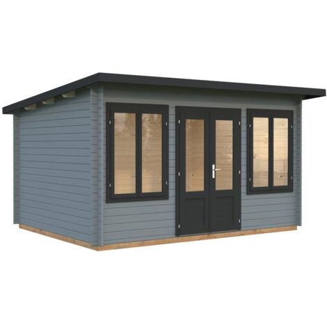 Abri de jardin en bois Lisa 11,5 m2 Peint gris clair + anthracite (1/5)