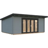 Abri de jardin en bois Lea 19,4 m2 Bifold Peint gris clair + anthracite
