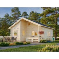 Abri de jardin en bois épicéa 39,2 m² – 70 mm d'épaisseur – Double vitrage – Porte simple avec serrure – Montage 3 jours – Palmako