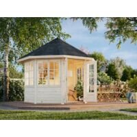 Abri de jardin en bois Veronica 6,7 m² – Épicéa nordique 28 mm – Toiture en panneaux préfabriqués – 4 fenêtres ouvrantes double vitrage – Palmako
