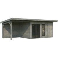 Abri de jardin en bois Aurelia 12,4+7,9 m2 Traité Gris