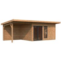 Abri de jardin en bois Aurelia 12,4+7,9 m2 Traité Marron