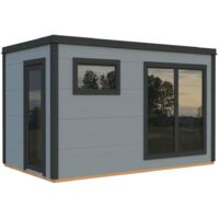 Abri de jardin en bois Grace Sauna 8,2 m2 Peint gris clair + anthracite