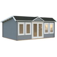 Abri de jardin en bois Claudia monopente 19,4 m2 Peint gris clair + blanc