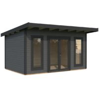 Abri de jardin en bois Aurelia 12,7 m2 Peint gris foncé + anthracite
