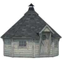 Abri de jardin en bois Eva 11,4 m² – Épicéa massif traité autoclave – Toiture en voliges bois massif – Espace repas extérieur traditionnel – Palmako