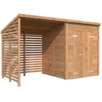 Abri de jardin en bois Leif 3,0+2,9 m2 Traité Marron