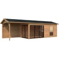 Abri de jardin en bois Amanda 17,1+7,8 m2 Slide Traité Marron