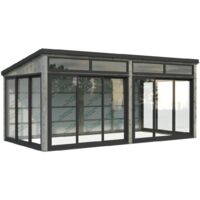 Abri de jardin en bois 16,2 m² – Structure en épicéa nordique certifié FSC – Portes coulissantes en aluminium – Vitrage simple en verre trempé – Palmako