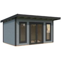 Abri de jardin en bois Aurelia 12,7 m2 Peint gris clair + anthracite