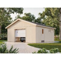 Abri de jardin en bois Andre 28,5 m2 porte sectionnelle Naturel
