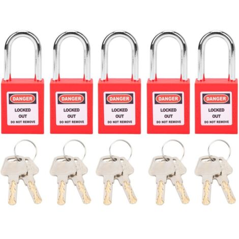 5 ensembles de verrouillage de verrouillage de 38mm, isolation LOTO en Nylon PA en acier pour le transport logistique de l'énergie nucléaire rouge (1/5)