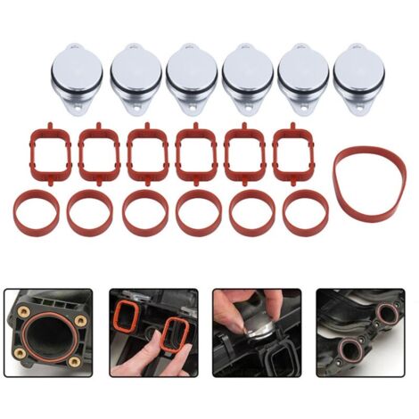 Kit de joints d'admission pour BMW 320d 330d 520d 525d 530d 730d – 6 bouchons à volet tourbillonnant en aluminium – Installation simple (1/5)