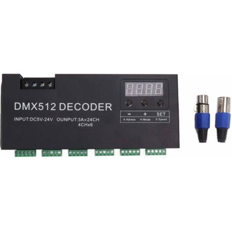 Décodeur DMX 24 canaux, affichage numérique RGBW DMX512, pilote de gradation, contrleur LED pour barre de scène DC5V-24V (1/5)