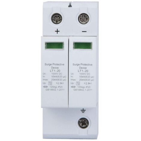 Parafoudre DC, 1000V Surge Protector Ménage Parafoudre photovoltaïque Dispositif de Protection contre les Surtensions (2P 40KA) (1/5)