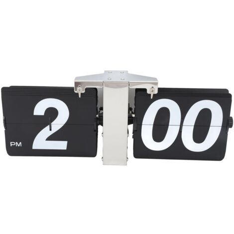 Horloge à bascule en PVC et acier inoxydable, alimentée par batterie, rétro, mécanique, numérique, bureau automatique pour salon, chambre à coucher, bureau, noir