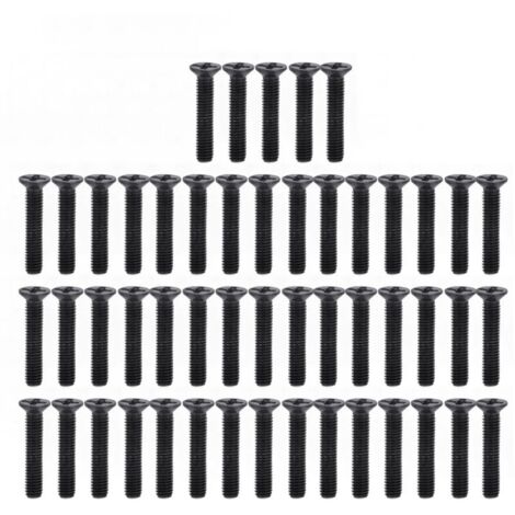 Vis cruciformes fraisées 50 pièces, Kit d'assortiment de vis à métaux galvanisées noires DIN 965, M3x16 (1/5)