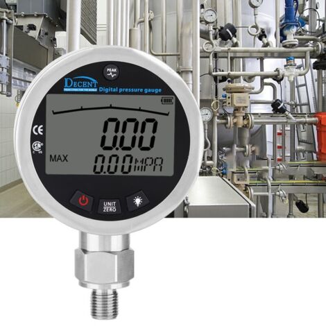 Manomètre hydraulique numérique 400BAR – Précision 1% FS – Connecteur G1/4 – Pour eau, gaz, huile – Acier inoxydable SUS304 - 5800PSI