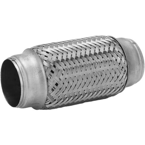 Tuyau flexible d'échappement en acier inoxydable, Double tresse, 50x155mm, argent, pour voiture, camion, bus (1/5)