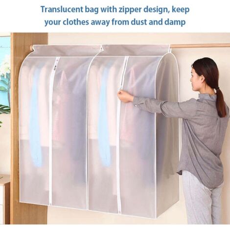 Housse de protection pour vêtements, sac de rangement suspendu, translucide, anti-poussière, étanche pour garde-robe avec fermeture éclair complète
