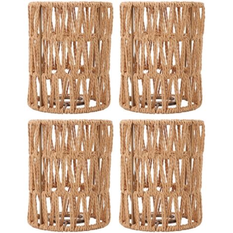 Abat-jour rétro Imitation rotin, Style bohème, tissé à la main, pour lampadaires, lustres, mur de Table, 4 pièces