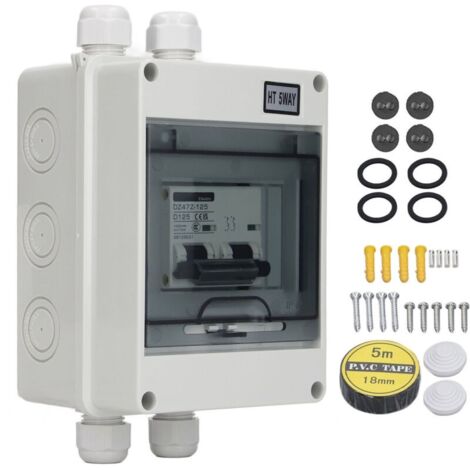 Disjoncteur miniature CC 2P 125A IP65 – Étanche pour systèmes solaires – Protection contre les surcharges – Matériau Pa66 ignifuge