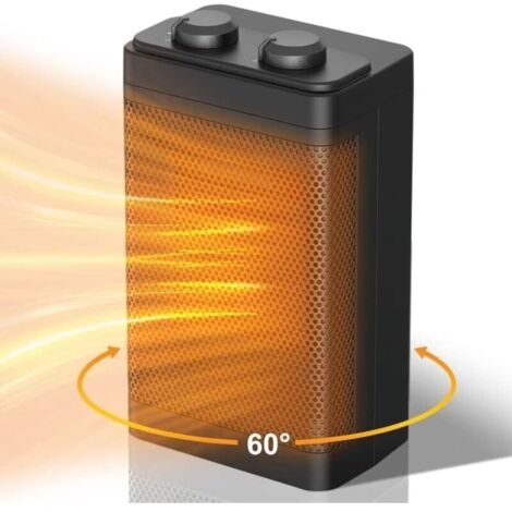 Chauffage Soufflant Électrique, PTC Radiateur Soufflant 1500W Chauffage d'appoint, 60° Oscillation, 3 Modes, Portatif Chauffage Economie d'énergie, pour Salon, Chambre et Bureau