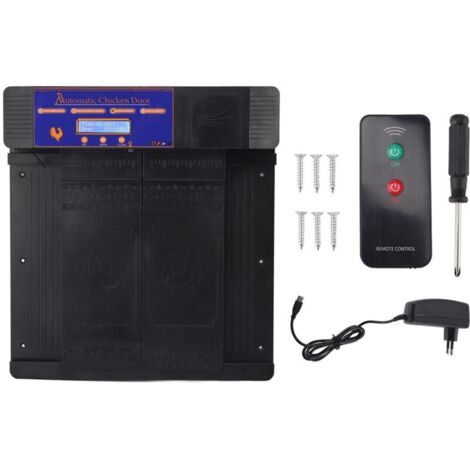 Ouvre-porte automatique de poulailler, double ouverture intelligente, télécommande, porte de poulet électrique 100-240V, prise ue noire