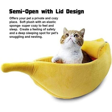 Nid de chat en forme de banane, lit pour animaux de compagnie, chiot, chaton, maison chaude, douce pour l'hiver, jolies fournitures (1/5)