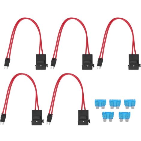 Connecteur porte-fusible de voiture, 5 pièces, Mini extension de fil robuste pour véhicule ATM 20A 16AWG avec 5 fusibles ACK S 10.9mm